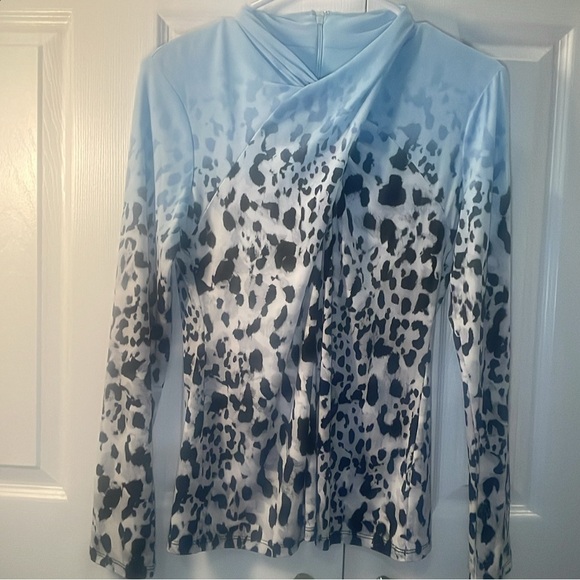Calvin Klein Tops - Calvin Klein Blue and Black Patterned Blouse